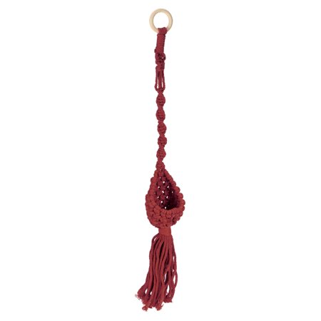 Uxcell 22.4" Macrame Hanging Planter Indoor Air Plant Decor Holder, Red