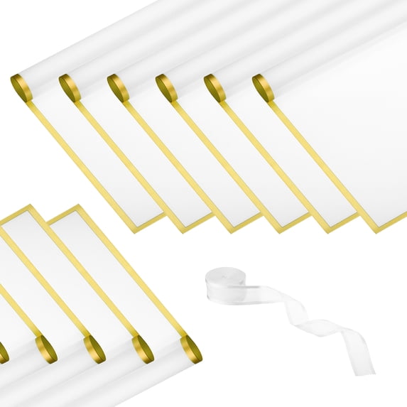 Uxcell 22.4x22.4" Flower Wrapping Paper with1 Roll Ribbon for DIY Crafts Gift Packaging, Pure White, 20 Sheets