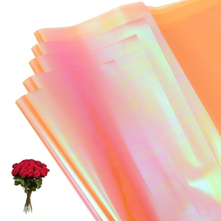 Uxcell Flower Wrapping Paper, Iridescent Double Sided Plastic Bouquet Packaging Waterproof Florist Champagne