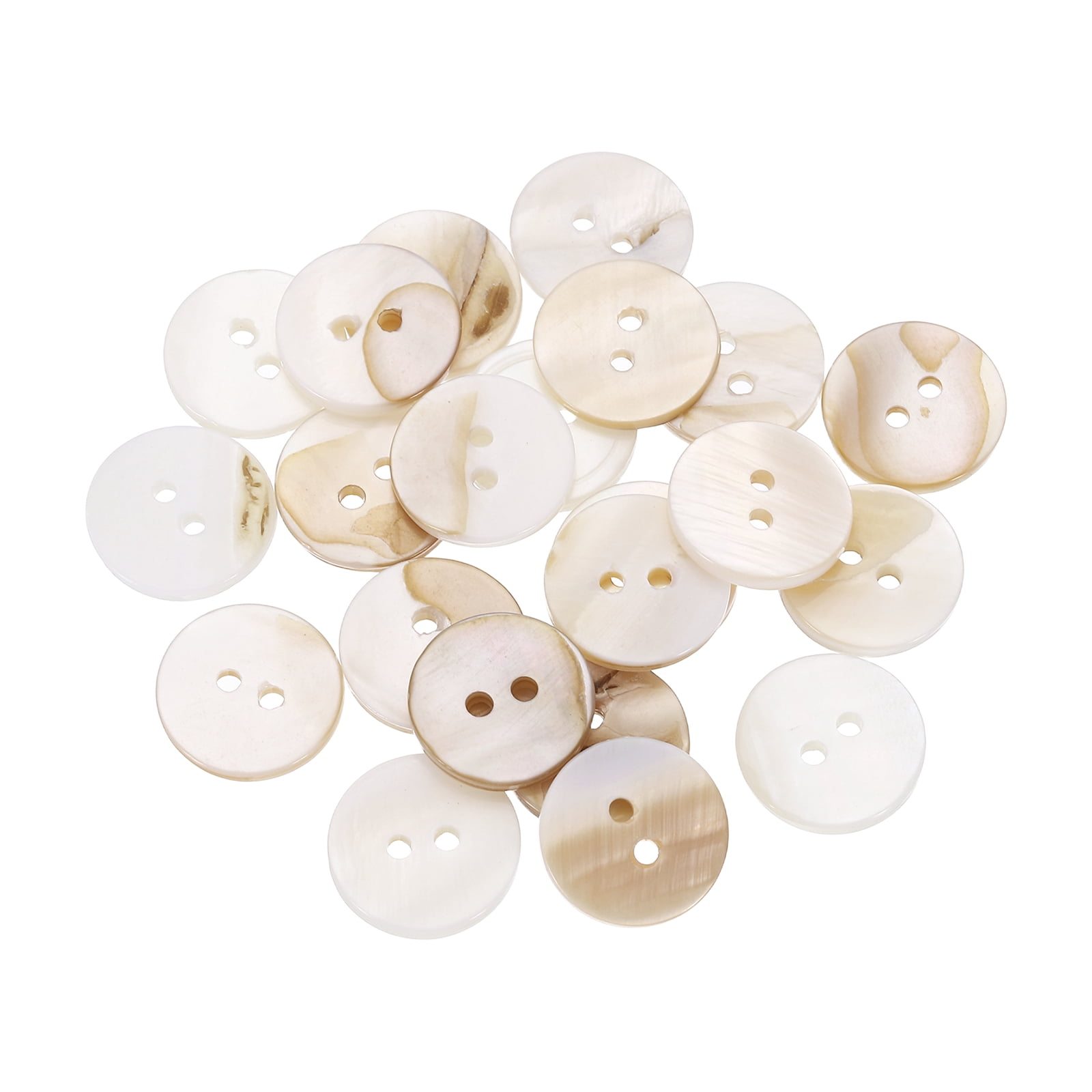 Uxcell 22 Pack Natural Shell Buttons, 2 Hole 15mm Mother of Pearl ...
