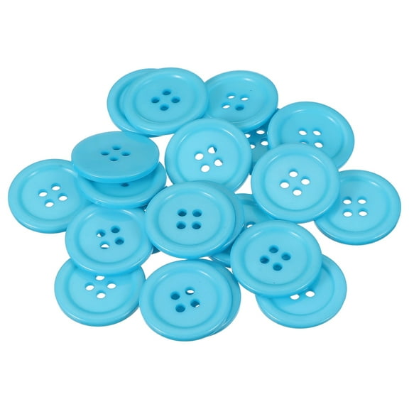 Uxcell 22 Pcs Blue Resin Button, 1 1/8 Inch(30mm) Round 4 Holes Sewing Buttons, Big Size Flatback Button for DIY Craft Making Clothes Sewing Handmade Ornament