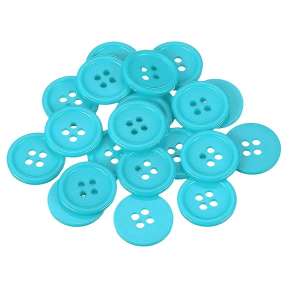 Uxcell 22 Pcs Blue Resin Button, 3/4 Inch(20mm) Round 4 Holes Sewing Buttons, Small Size Flatback Button for DIY Craft Making Clothes Sewing Handmade Ornament