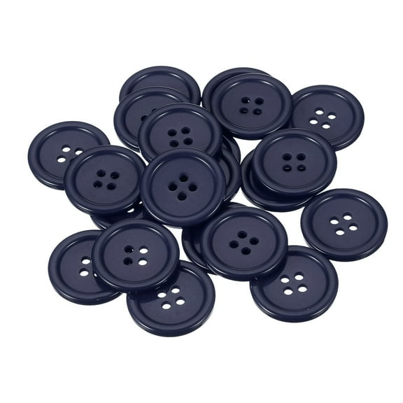 Uxcell 22 Pcs Navy Blue Resin Button, 1 1/8 Inch(30mm) Round 4 Holes Sewing Buttons, Big Size Flatback Button for DIY Craft Making Clothes Sewing Handmade Ornament