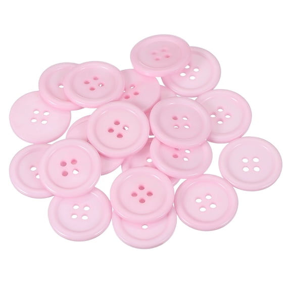 Uxcell 22 Pcs Light Pink Resin Button, 1 Inch(25mm) Round 4 Holes Sewing Buttons, Small Size Flatback Button for DIY Craft Making Clothes Sewing Handmade Ornament