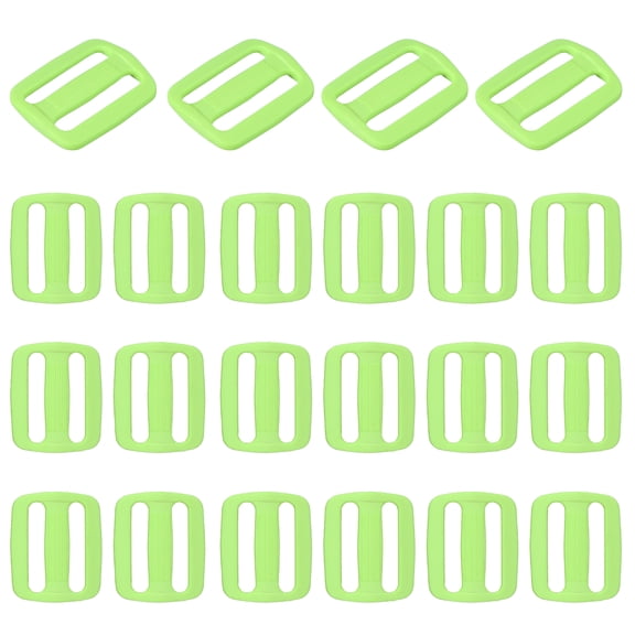 Uxcell 22 Pcs Fluorescent Yellow Plastic Tri-Glide Slider, 1-1/4 Inch Slide Clip, Adjustable Webbing Triglides Slider Buckle for Bags