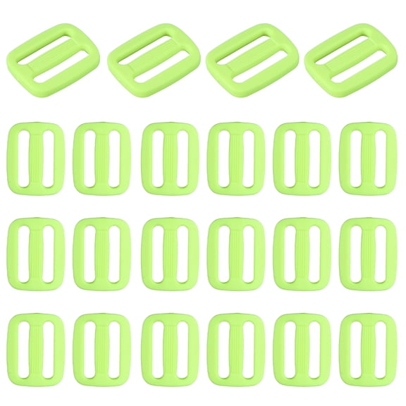 Uxcell 22 Pcs Fluorescent Yellow Plastic Tri-Glide Slider, 3/4 Inch Slide Clip, Adjustable Webbing Triglides Slider Buckle for Bags