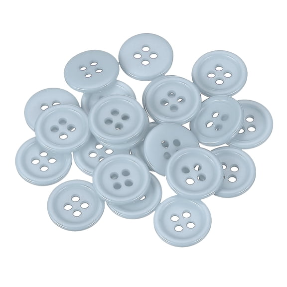 Uxcell 22 Pcs Gray Resin Button, 3/5 Inch(15mm) Round 4 Holes Sewing Buttons, Small Size Flatback Button for DIY Craft Making Clothes Sewing Handmade Ornament