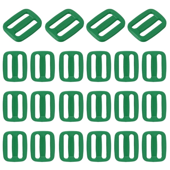 Uxcell 22 Pcs Green Plastic Tri-Glide Slider, 3/4 Inch Slide Clip, Adjustable Webbing Triglides Slider Buckle for Bags
