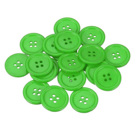 Uxcell 22 Pcs Green Resin Button, 1 Inch(25mm) Round 4 Holes Sewing Buttons, Small Size Flatback Button for DIY Craft Making Clothes Sewing Handmade Ornament