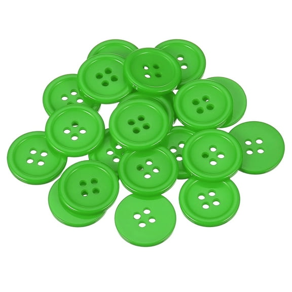 Uxcell 22 Pcs Green Resin Button, 3/4 Inch(20mm) Round 4 Holes Sewing Buttons, Small Size Flatback Button for DIY Craft Making Clothes Sewing Handmade Ornament