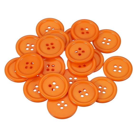 Uxcell 22 Pcs Orange Resin Button, 1 1/8 Inch(30mm) Round 4 Holes Sewing Buttons, Big Size Flatback Button for DIY Craft Making Clothes Sewing Handmade Ornament