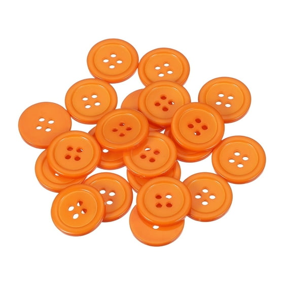 Uxcell 22 Pcs Orange Resin Button, 3/4 Inch(20mm) Round 4 Holes Sewing Buttons, Small Size Flatback Button for DIY Craft Making Clothes Sewing Handmade Ornament
