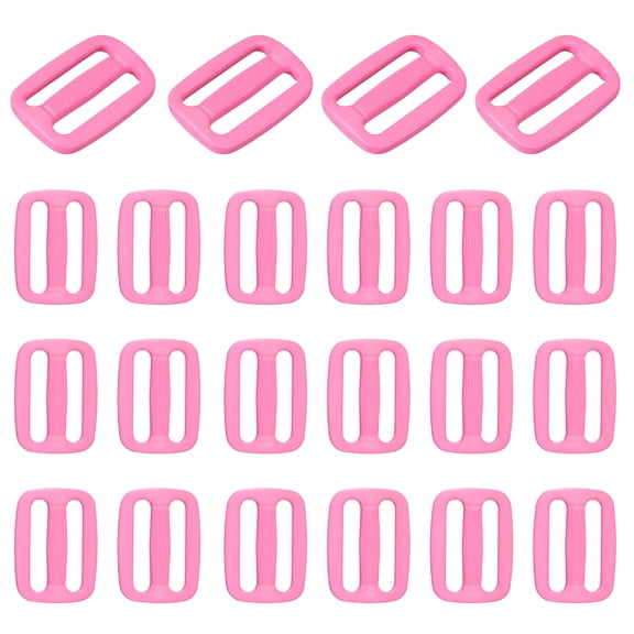 Uxcell 22 Pcs Pink Plastic Tri-Glide Slider, 1 Inch Slide Clip, Adjustable Webbing Triglides Slider Buckle for Bags