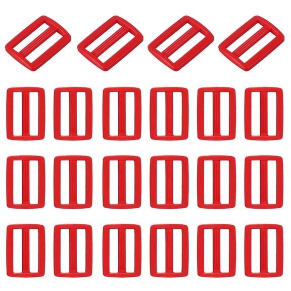 Uxcell 22 Pcs Red Plastic Tri-Glide Slider, 1/2 Inch Slide Clip, Adjustable Webbing Triglides Slider Buckle for Bags