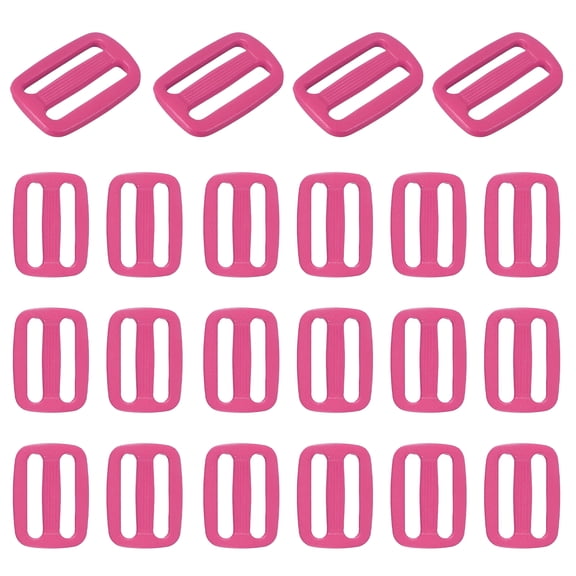 Uxcell 22 Pcs Rose Red Plastic Tri-Glide Slider, 1 Inch Slide Clip, Adjustable Webbing Triglides Slider Buckle for Bags