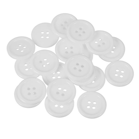 Uxcell 22 Pcs White Resin Button, 3/4 Inch(20mm) Round 4 Holes Sewing Buttons, Small Size Flatback Button for DIY Craft Making Clothes Sewing Handmade Ornament
