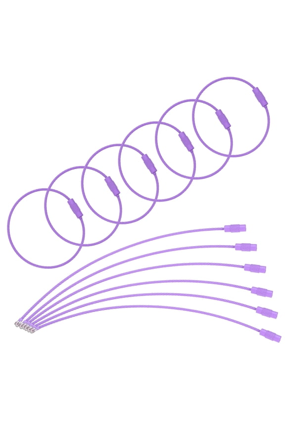 22 Pcs Wire Keychain Cable, 6 Inch Luggage Bag Tag Loops, Purple, Durable Design