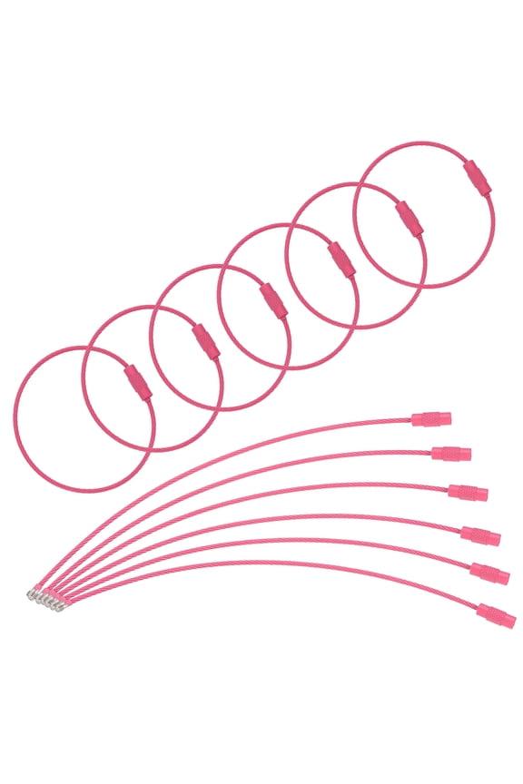 22 Pcs Wire Keychain Cable, 6 Inch Luggage Bag Tag Loops, Rose Red, Durable Design