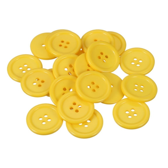 Uxcell 22 Pcs Yellow Resin Button, 1 1/8 Inch(30mm) Round 4 Holes Sewing Buttons, Big Size Flatback Button for DIY Craft Making Clothes Sewing Handmade Ornament