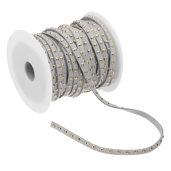 Uxcell 22 Yards Studded Faux Suede Cord Rope for Jewelry Making, 5mm with Rivets, Gray Golden