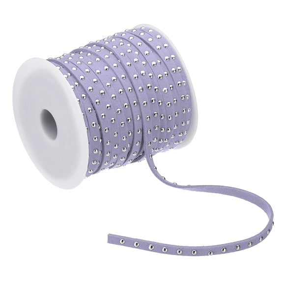 Uxcell 22 Yards Studded Faux Suede Cord Rope for Jewelry Making, 5mm with Rivets, Light Purple Silver