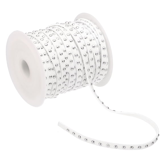 Uxcell 22 Yards Studded Faux Suede Cord Rope for Jewelry Making, 5mm with Rivets, White Silver