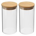 thumbnail image 1 of Uxcell 22 oz Glass Jar with Airtight Bamboo Lid Glass Kitchen Container Clear Food Storage Jar 2 Pack (16x8cm), 1 of 6