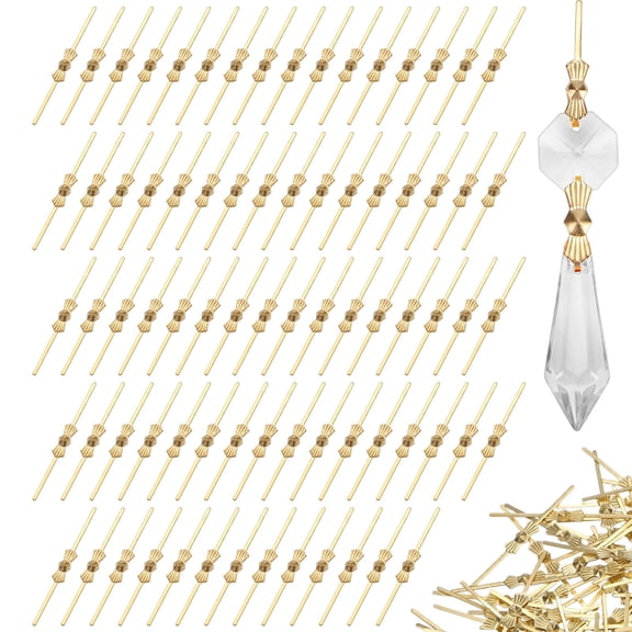 Uxcell 220 Pack Chandelier Crystal Hooks, 1.57 x 0.16 Inch Connector Clips Pins for Fasten Connecting [Copper, Gold]