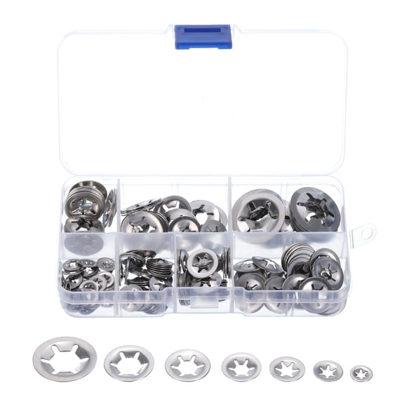 Uxcell 220 Pcs Internal Tooth Washers Set, 7 Sizes M3/M4/M5/M6/M8/M10/M12 Quick Star Locking Washers, 304 Stainless Steel