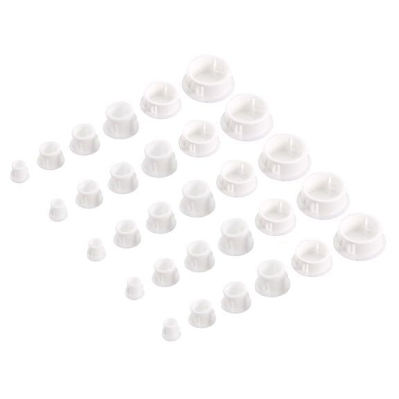 Uxcell 220Pack 0.2"/0.32"/0.4"/0.47"/0.79"/0.98" 6 Sizes Plastic Hole Plugs Knockout Plugs White