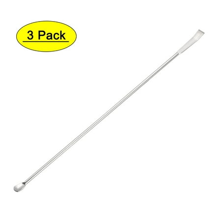 Uxcell 220mm 2 in 1 Double Head Stainless Steel Micro Lab Sampling Spoon 3 Pack