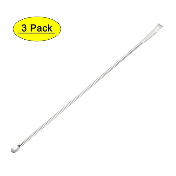 Uxcell 220mm 2 in 1 Double Head Stainless Steel Micro Lab Sampling Spoon 3 Pack