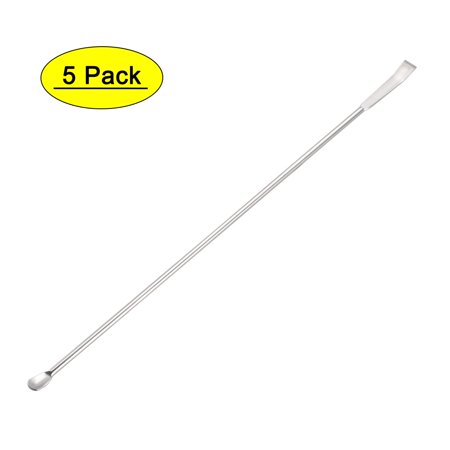 Uxcell 220mm 2 in 1 Double Head Stainless Steel Micro Lab Sampling Spoon 5 Pack