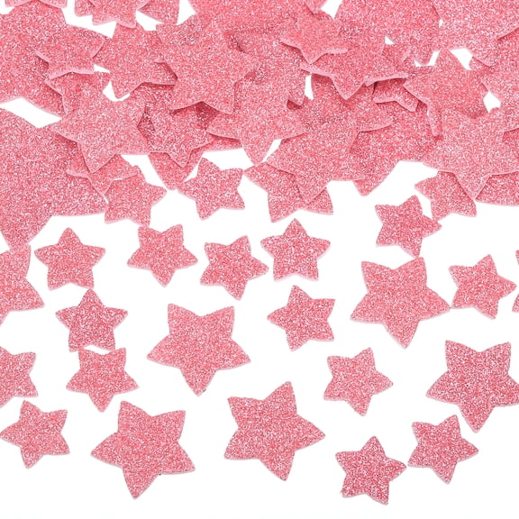 Uxcell 228Pcs Glitter Foam Stickers 3 Size Self-Adhesive Star Shape Sticker Pink
