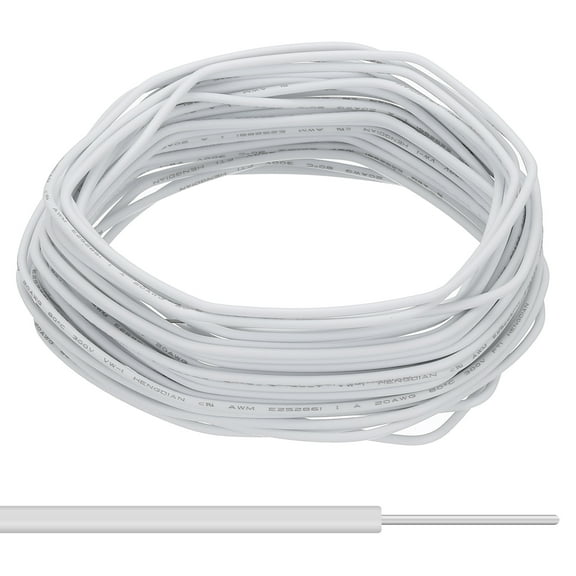 Uxcell 22AWG Solid Electric Wire, 49Ft Hook Up Tinned Copper Wire, White