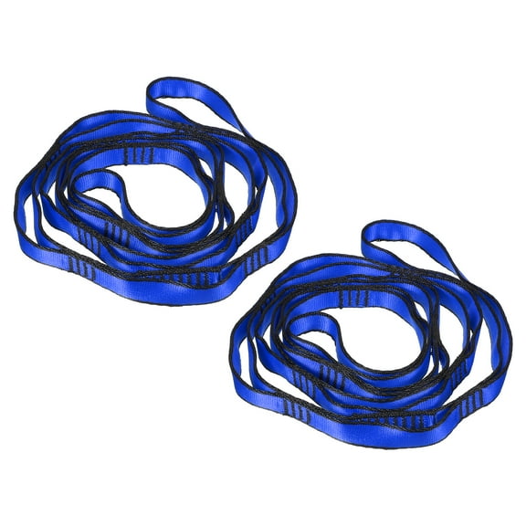Uxcell 22KN Adjustable Daisy Chain Yoga Extend Belt 1.5M, 2 Pcs Nylon Climbing Sling Straps for Home Workout Exercise Pilates Gymnastics, Blue