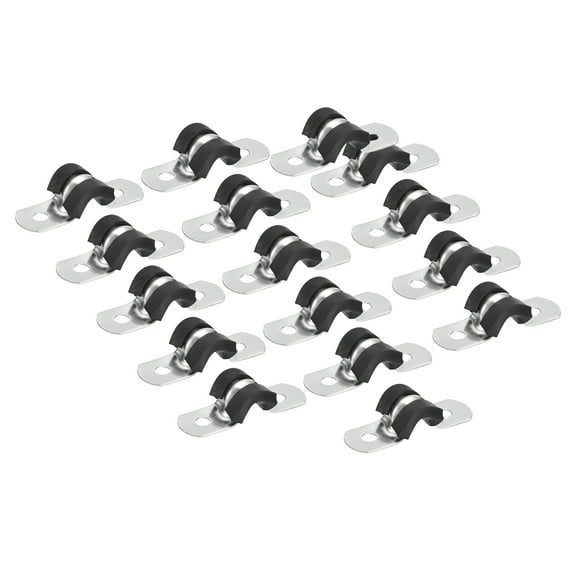 Uxcell 22Pack 1/4" Cable Clamp U Shape Stainless Steel Rubber Cushioned Pipe Strap