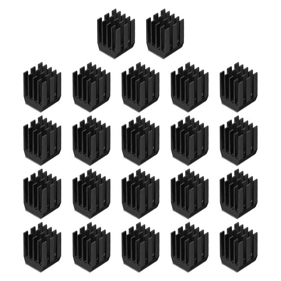 Uxcell 22Pcs 9x9x12mm Heatsink Aluminum Radiator With Thermal Blue Sticker for Chip CPU, Power Transistor, FET, IC,Black