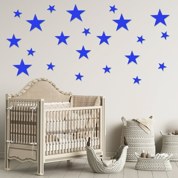 Uxcell 22Pcs Stars Acrylic Mirror Wall Stickers, 3D Mirror Sticker Removable Self-Adhesive Wall Decals for DIY Art Mural Home Bedroom Living Room Office Bathroom Wedding, Blue