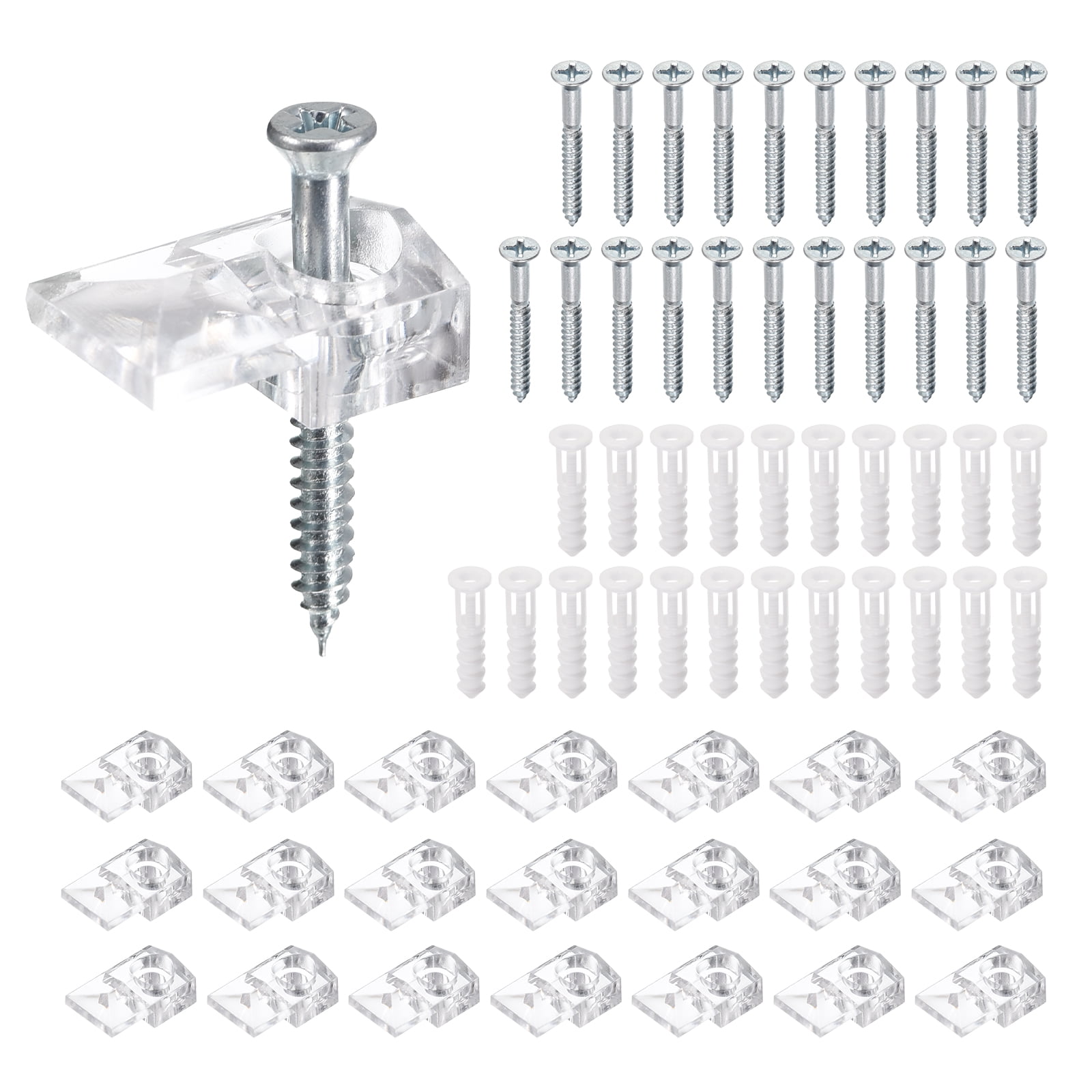 Uxcell 22Set 21mm Plastic Glass Retainer Clips Set for 4mm Thick Glass ...