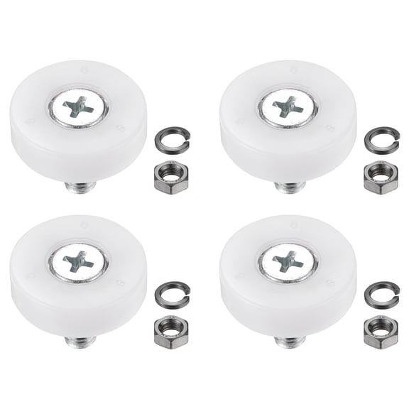 Uxcell 22mm Drawer Rollers, Nylon Positioning Pulleys with Spring Washers and Nut, White 4 Set