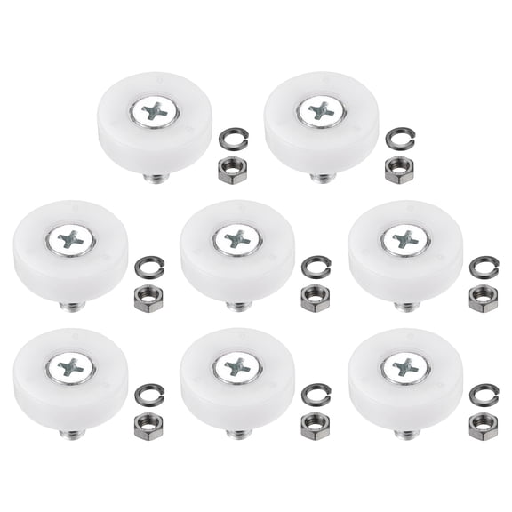 Uxcell 22mm Drawer Rollers, Nylon Positioning Pulleys with Spring Washers and Nut, White 8 Set