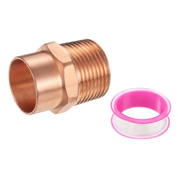 Uxcell 22mm ID x 3/4"G Male Adapter Fitting, with C x M Connection Copper Pipe Adapter Fittings Threaded Tubing Connectors for HVAC Residential Commercial