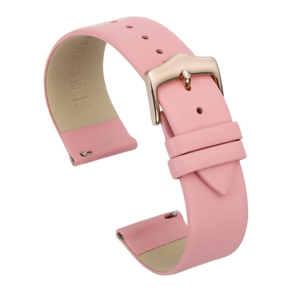 Uxcell 22mm Pink Genuine Leather Watch Bands with Rose Gold Buckle for Men Women