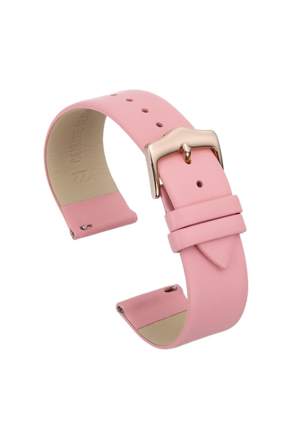 22mm Pink Genuine Leather Watch Bands with Rose Gold Buckle for Men Women