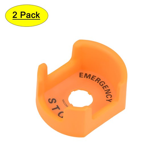 Uxcell 22mm Push Switch Button Protective Cover With Warning Circle Orange 2 Pack