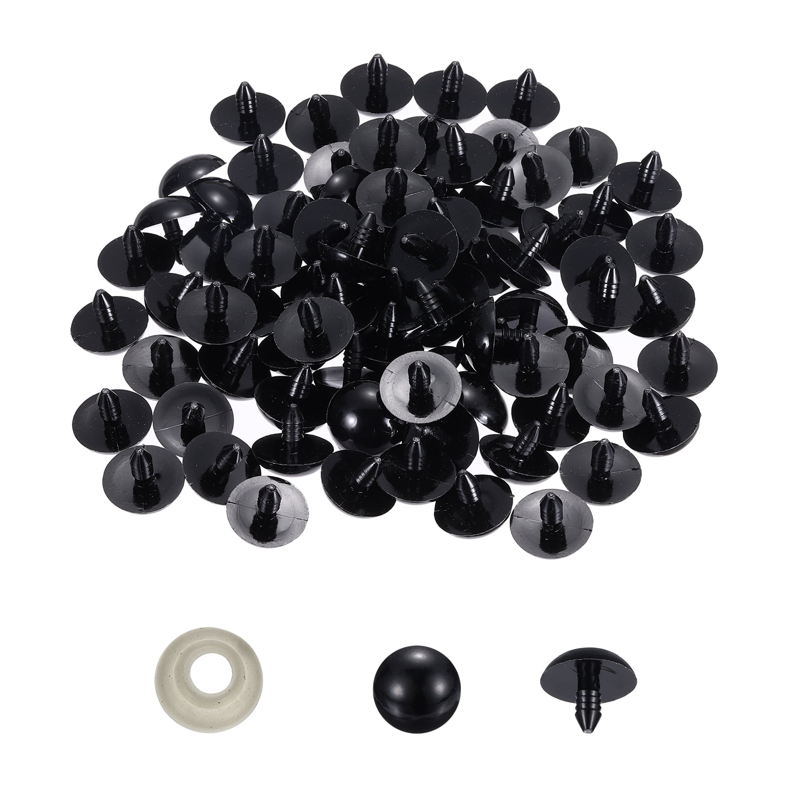 Uxcell 22mm Safety Eyes, 150 Set Plastic Craft Eyes with Washers Safety Eyes for Stuffed Animals Crochet Toys Dolls DIY Craft Making, Black