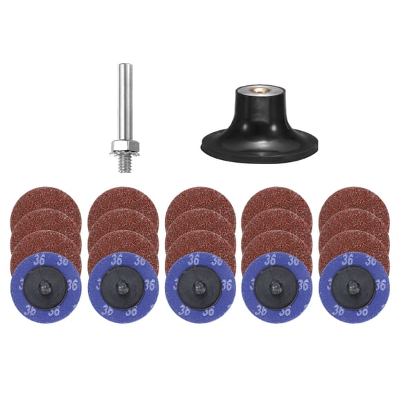 Uxcell 22pcs Quick Change Discs Set 2" Roll Lock Sanding Discs with 1/4" Shank Pad Holder 36 Grit for Polish Rust Removal