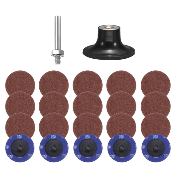 Uxcell 22pcs Quick Change Discs Set 2" Roll Lock Sanding Discs with 1/4" Shank Pad Holder 80 Grit for Polish Rust Removal