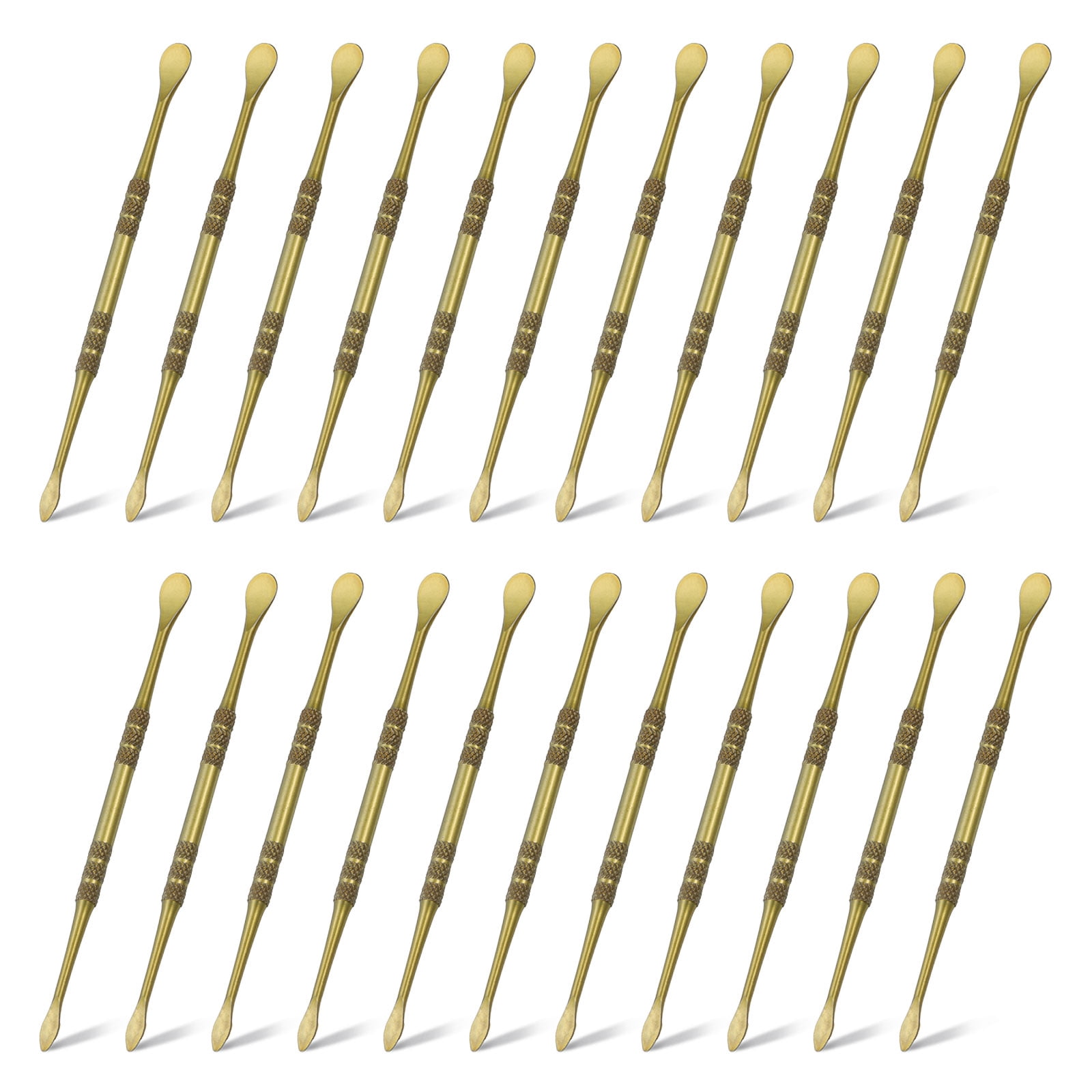 Uxcell 22pcs Wax Carving Tool 4.8" Double-Headed Stainless Steel Sculpture Tools Kit Modeling Engraving Sculpting Spoons for Clay Pottery Crafts Shaping, Green Gold